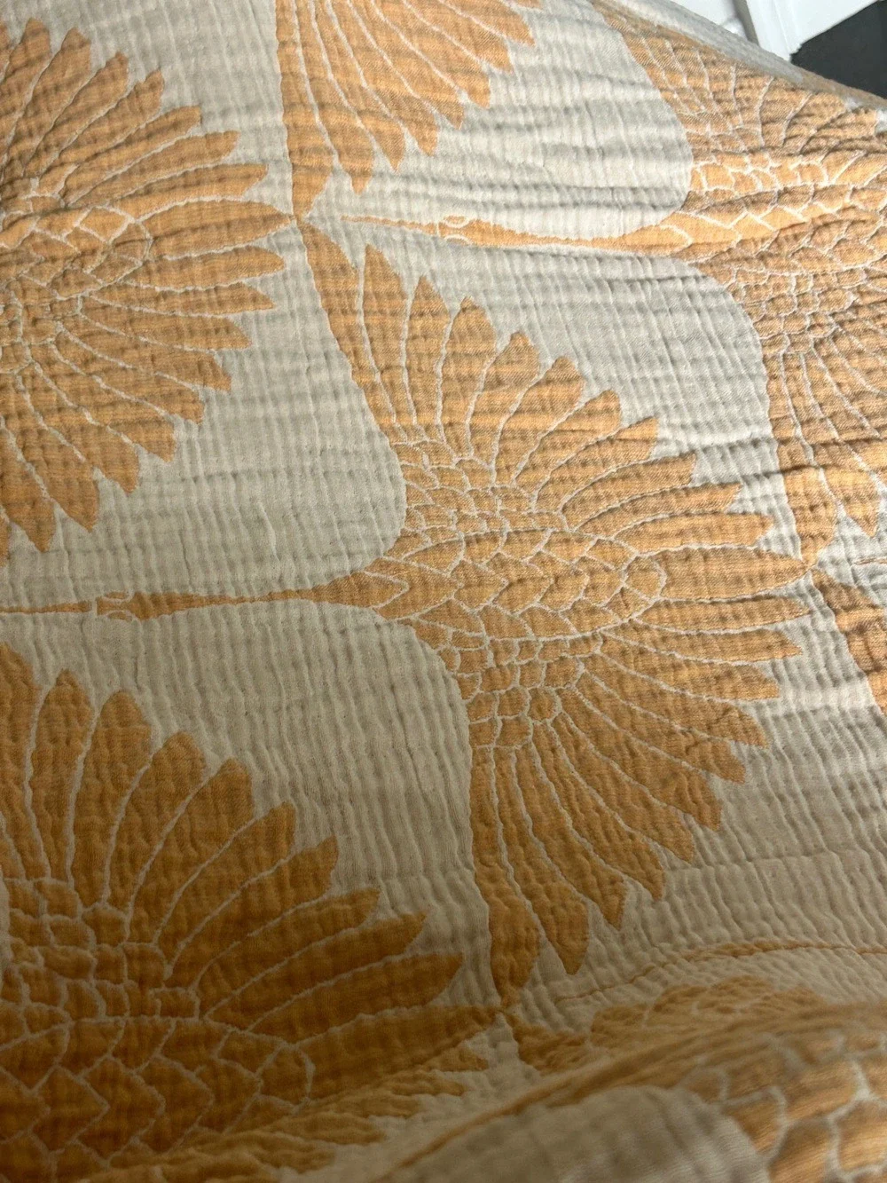 Woven + Quilted Cotton Throw Blanket Indoor Outdoor 55 x 77 Yellow Orange NEW